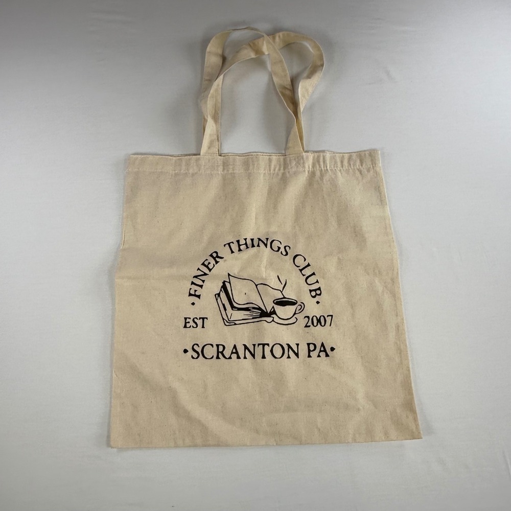 The Office Finer Things Club Scranton PA Canvas Tote Bag Cream Graphic‎ Shopper